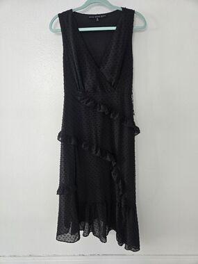 HYFVE Black Polka dot Sleeveless Ruffle Bilevel Dress Size Small